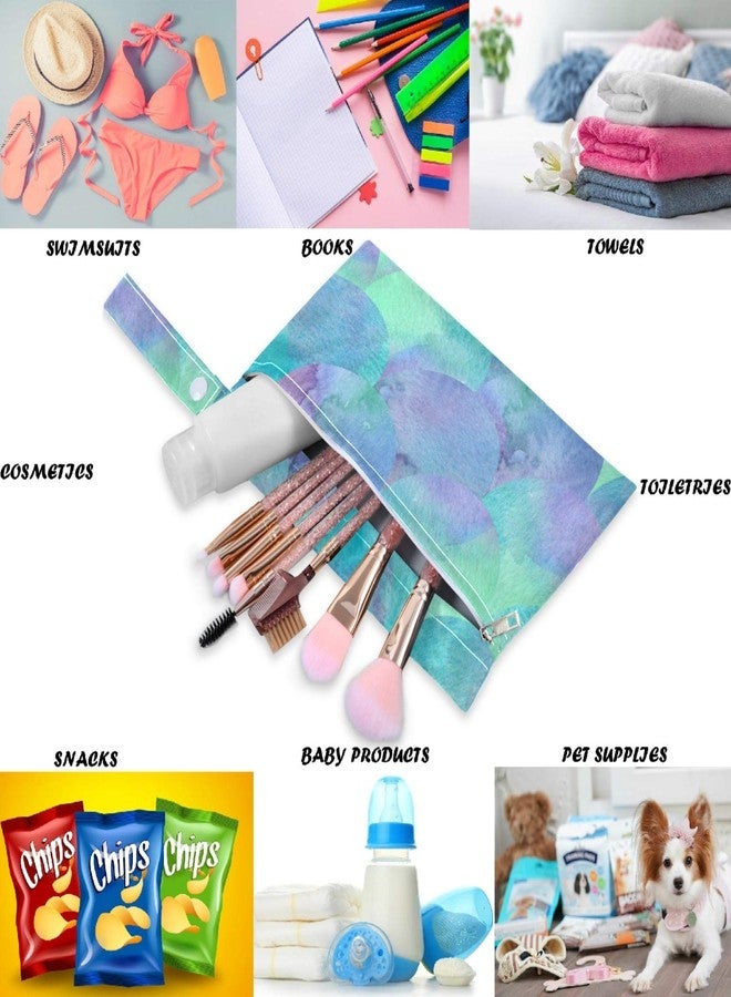 visesunny Turquoise Blue And Violet Mermaid Scale 2Pcs Wet Bag with Zippered Pockets Washable Reusable Roomy for Travel,Beach,Pool,Daycare,Stroller,Diapers,Dirty Gym Clothes, Wet Swimsuits, Toiletries - Image 3